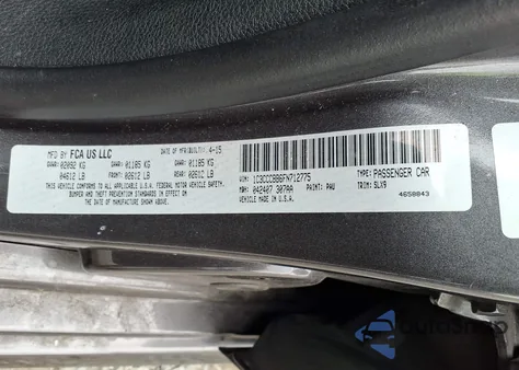 2015 Chrysler 200 S из США, поврежденный, VIN 1C3CCCBB6FN712775